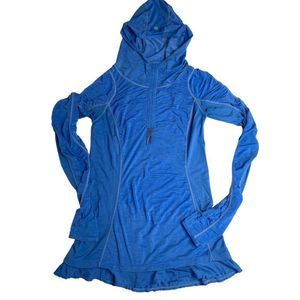 Lululemon Run in The Sun Sz 4 Hooded Pullover Blue with Ponytail Hole /Thumb Hol